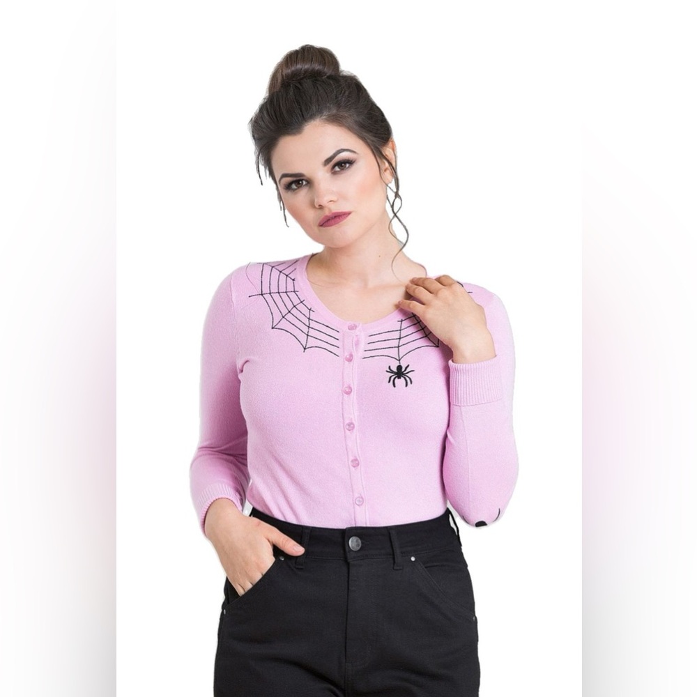 NWT Hell Bunny Pink Spider Cardigan Large